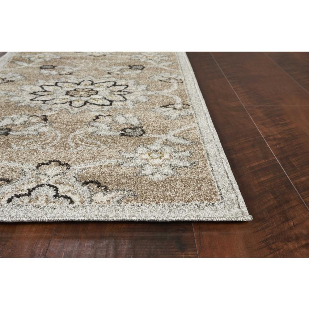 7' x 11' Beige or Grey Floral Vines UV Treated Indoor Area Rug - 352976. Picture 4