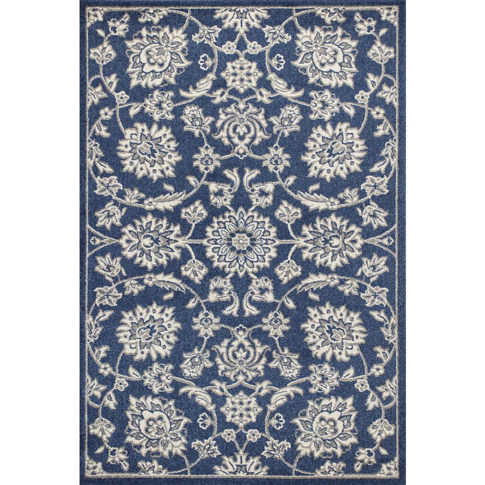 8'x11' Denim Blue Machine Woven UV Treated Floral Traditional Indoor Outdoor Area Rug - 352977. Picture 1