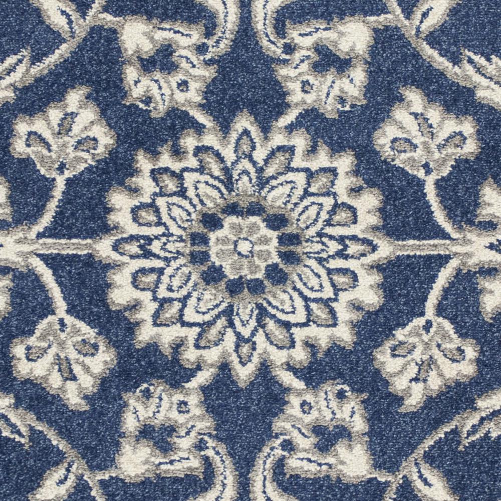 8'x11' Denim Blue Machine Woven UV Treated Floral Traditional Indoor Outdoor Area Rug - 352977. Picture 2