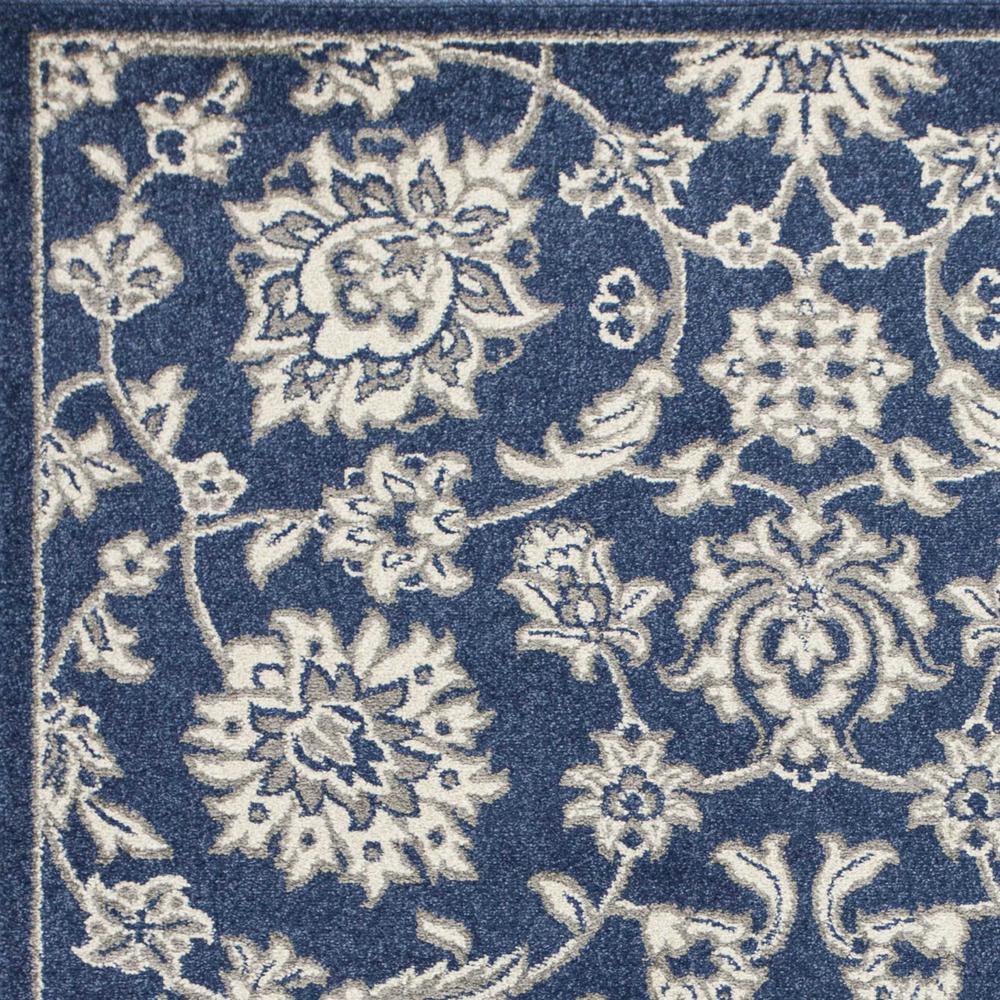 8'x11' Denim Blue Machine Woven UV Treated Floral Traditional Indoor Outdoor Area Rug - 352977. Picture 3