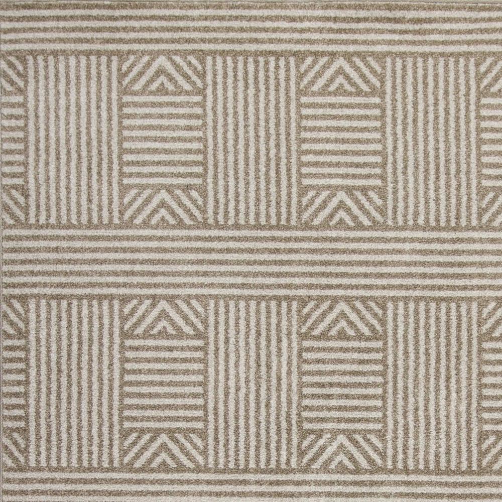 8'x11' Beige Machine Woven UV Treated Abstract Lines Indoor Outdoor Area Rug - 352981. Picture 3