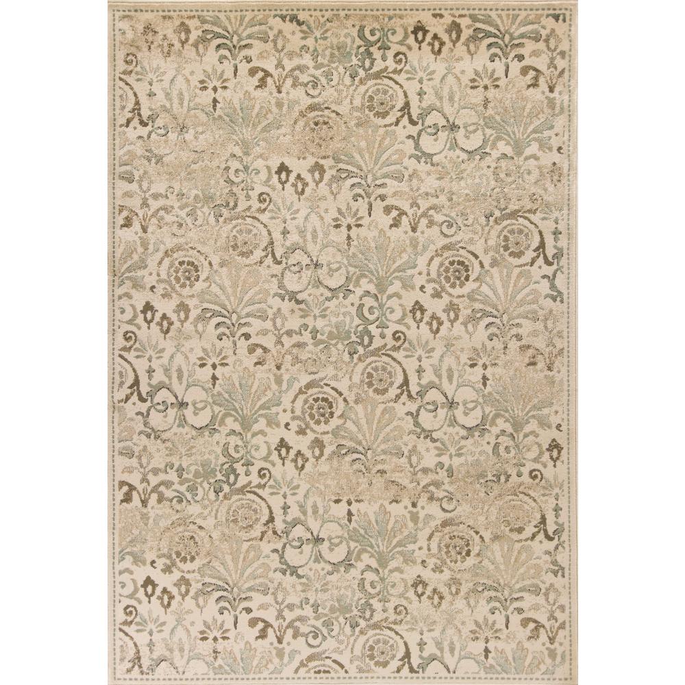 8'x11' Ivory Machine Woven Floral Traditional Indoor Area Rug - 352990. Picture 1