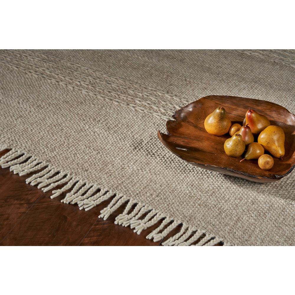 5' x 8' Natural Plain Wool Indoor Area Rug with Fringe - 353053. Picture 5