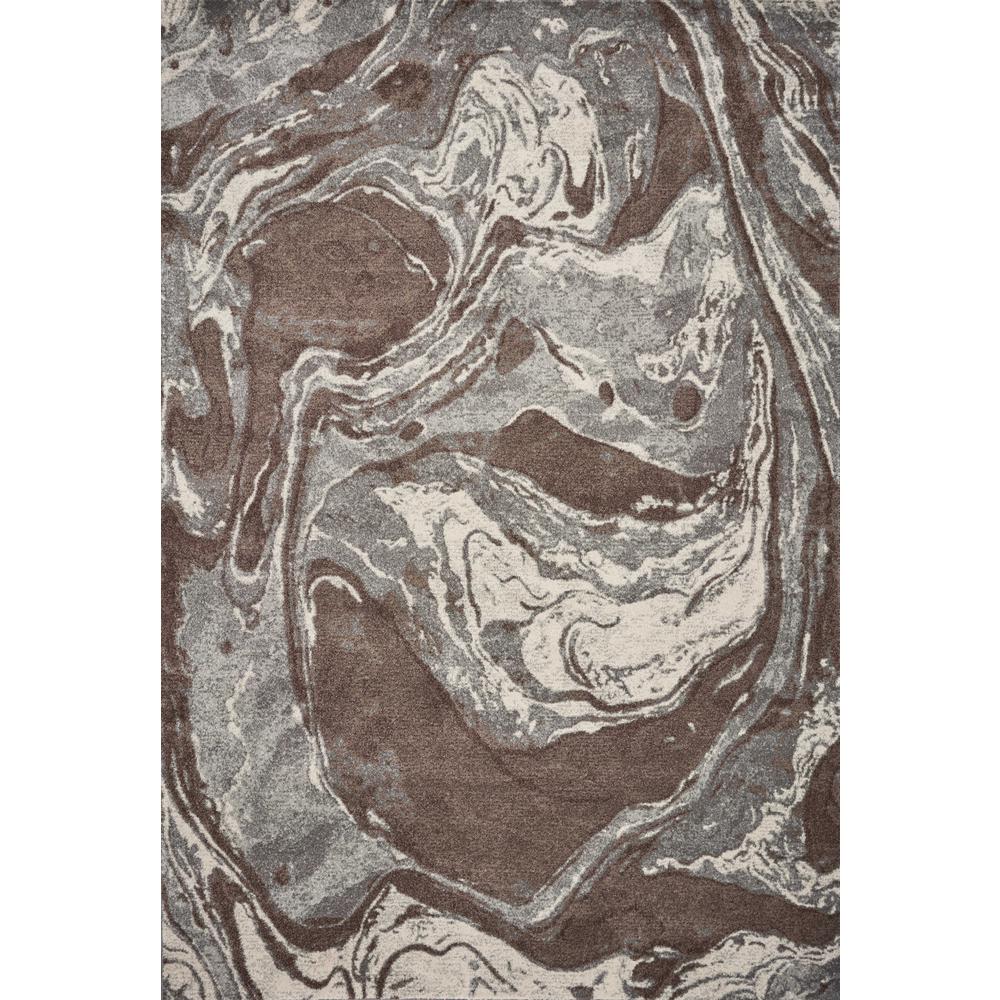 7'x10' Mocha Brown Machine Woven Abstract Watercolor Indoor Area Rug - 353067. Picture 1