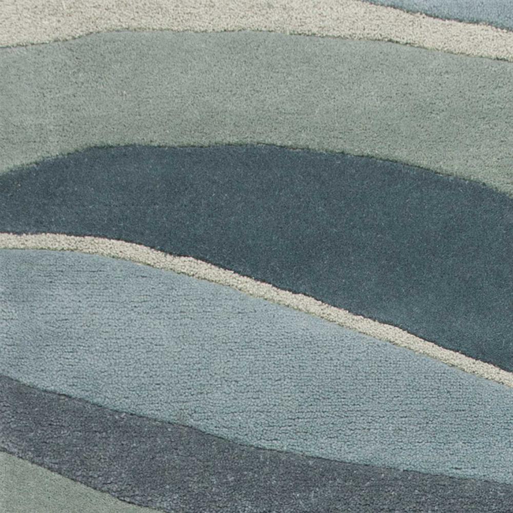 5'x8' Ocean Blue Teal Hand Tufted Abstract Waves Indoor Area Rug - 353099. Picture 2