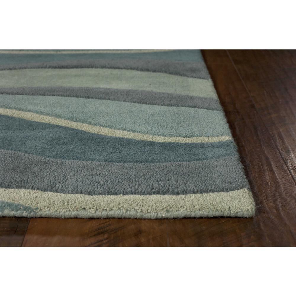 5'x8' Ocean Blue Teal Hand Tufted Abstract Waves Indoor Area Rug - 353099. Picture 4