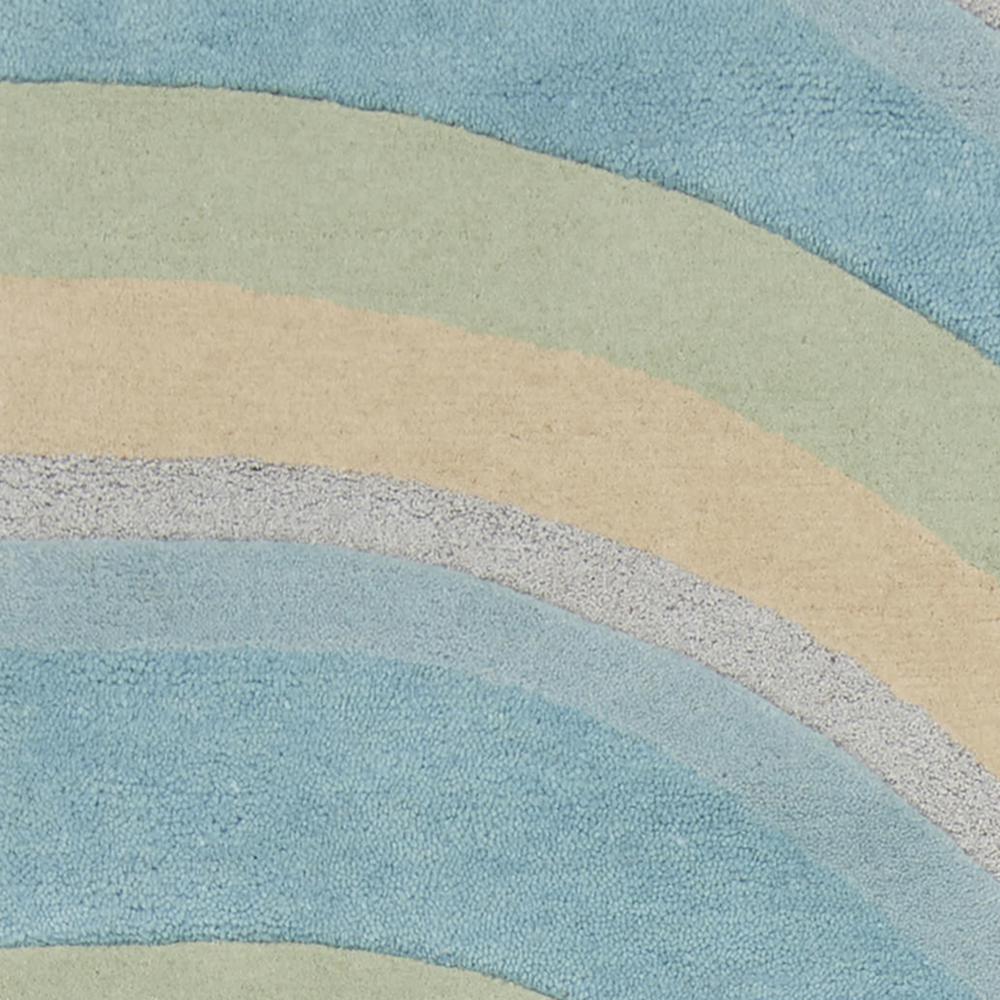 5'x8' Ocean Blue Beige Hand Tufted Abstract Waves Indoor Area Rug - 353101. Picture 2
