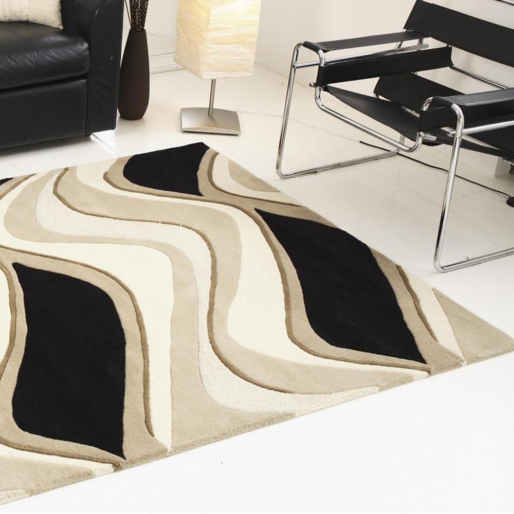 5' x 8'  Wool Black or  Beige Area Rug - 353105. Picture 3