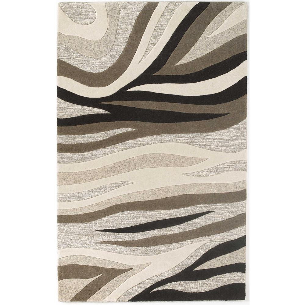 5'x8' Natural Beige Hand Tufted Abstract Waves Indoor Area Rug - 353107. Picture 1