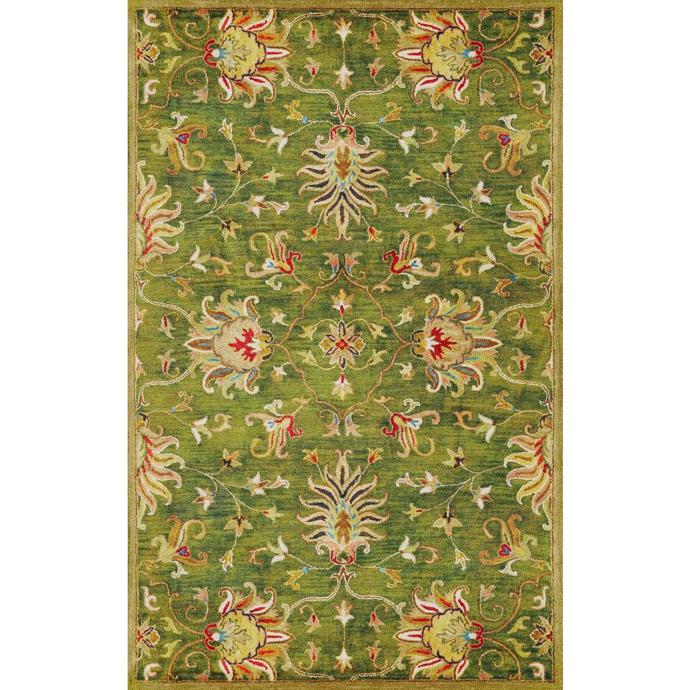 5'x8' Emerald Green Hand Tufted Traditional Floral Indoor Area Rug - 353139. Picture 1