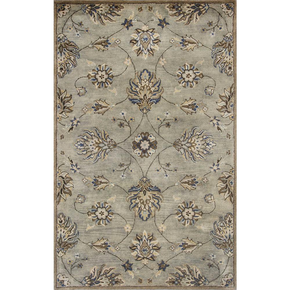 5'x8' Grey Green Hand Tufted Traditional Floral Indoor Area Rug - 353141. Picture 1