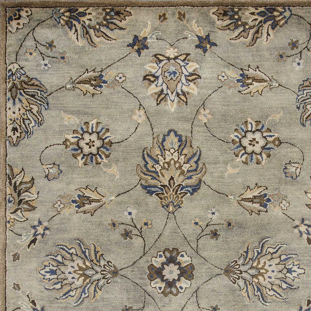 5'x8' Grey Green Hand Tufted Traditional Floral Indoor Area Rug - 353141. Picture 4