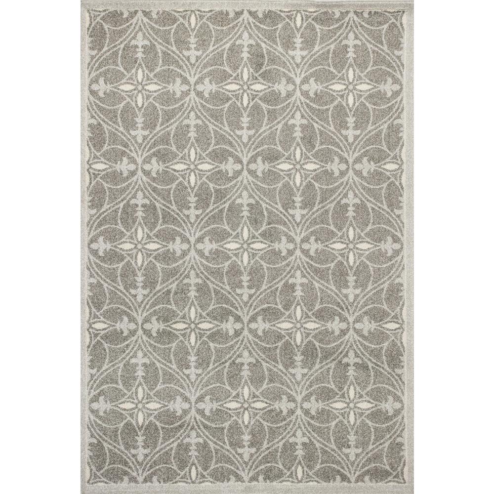 2'x4' Grey Machine Woven UV Treated Ogee Indoor Outdoor Accent Rug - 353148. Picture 1