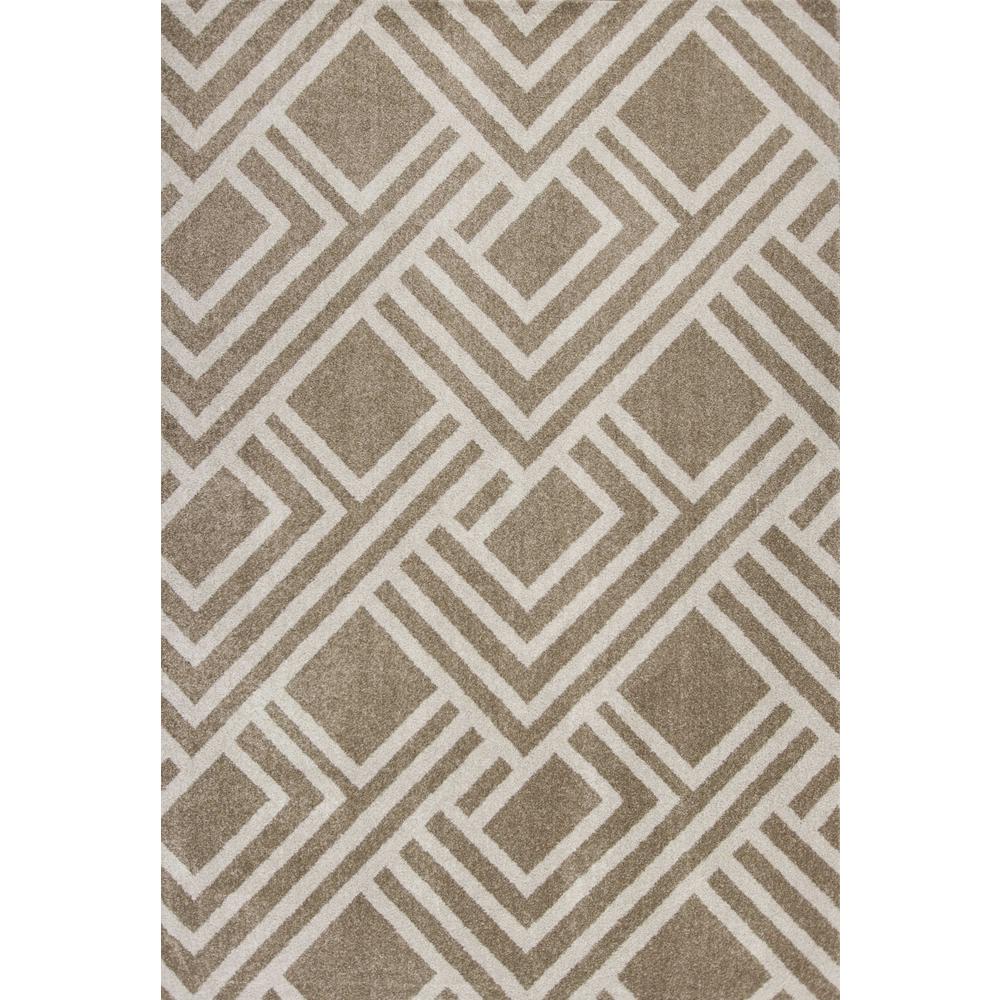 2'x4' Beige Machine Woven UV Treated Geometric Indoor Outdoor Accent Rug - 353152. Picture 1