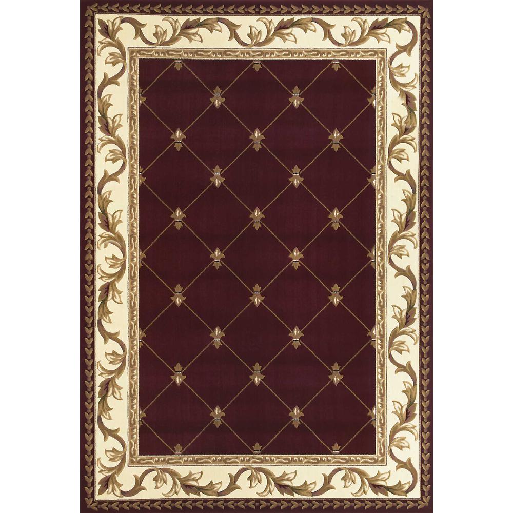 2'x3' Red Machine Woven Hand Carved Fleur De Lis Indoor Accent Rug - 353201. Picture 1