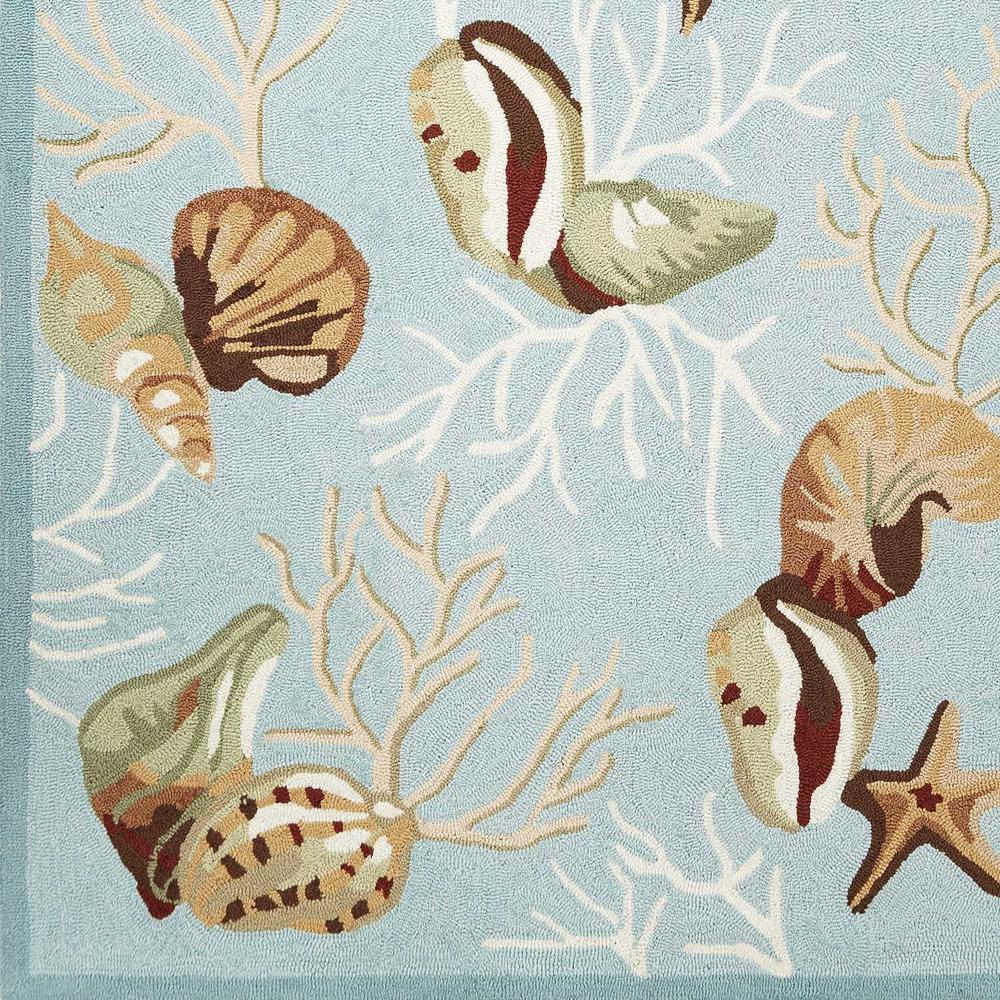 2'x3' Blue Hand Hooked Sea Shells Indoor Accent Rug - 353210. Picture 3