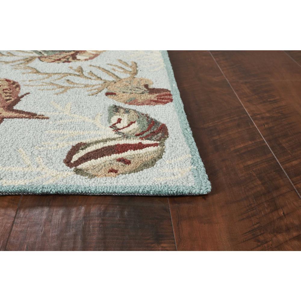 2'x3' Blue Hand Hooked Sea Shells Indoor Accent Rug - 353210. Picture 4