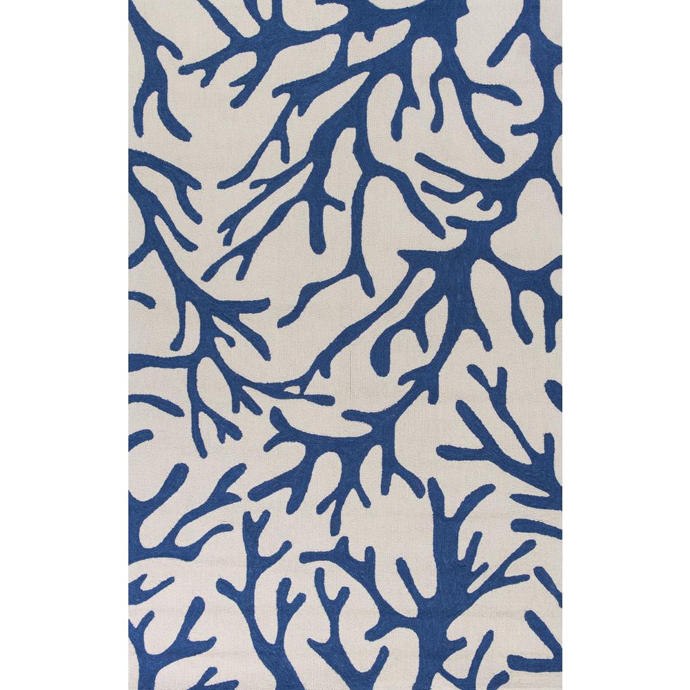 2'x3' Ivory Blue Hand Hooked Oversized Coral Reef Indoor Accent Rug - 353215. The main picture.