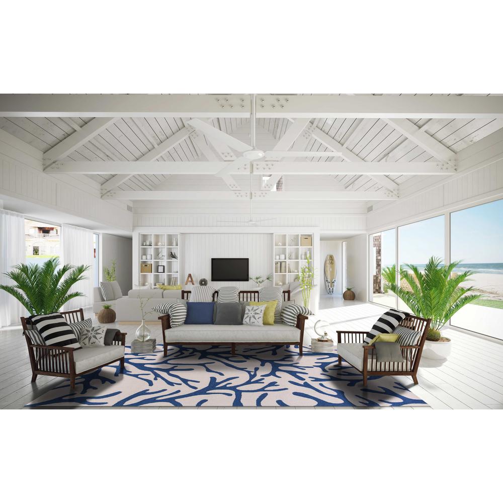 2'x3' Ivory Blue Hand Hooked Oversized Coral Reef Indoor Accent Rug - 353215. Picture 6