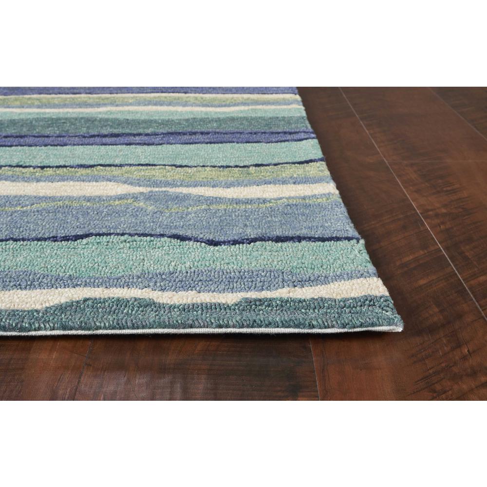 2'x3' Blue Teal Hand Hooked UV Treated Abstract Waves Indoor Outdoor Accent Rug - 353299. Picture 1