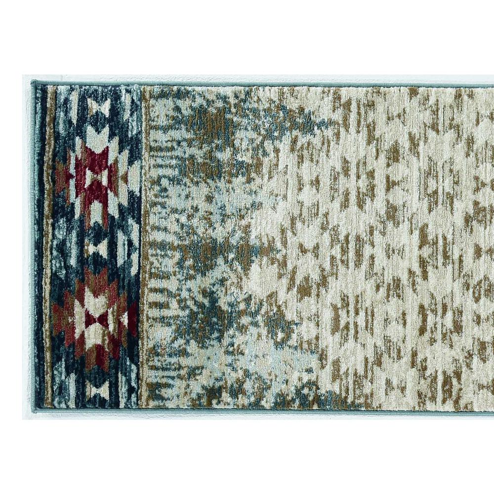 8' Ivory Machine Woven Geometric Lodge Indoor Runner Rug - 353437. Picture 2