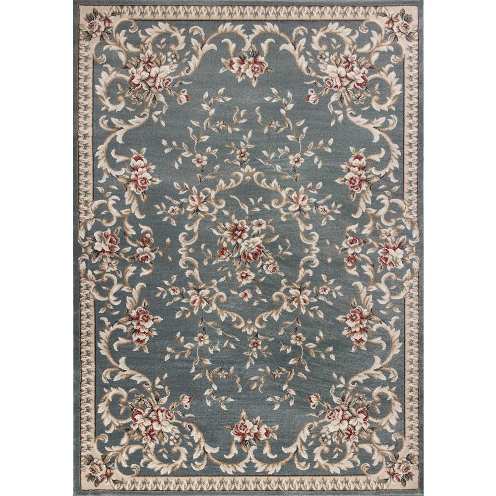 3'x5' Slate Blue Floral Indoor Area Rug - 353448. Picture 1