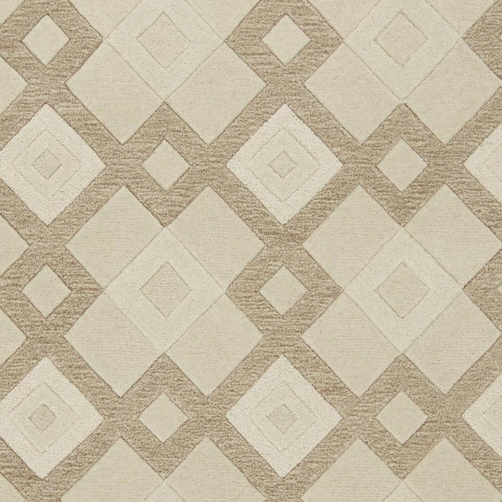 2' x 4' Ivory Diamond Wool Area Rug - 353531. The main picture.