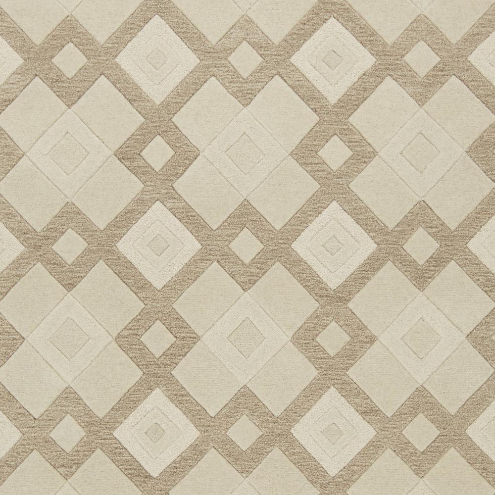 2' x 4' Ivory Diamond Wool Area Rug - 353531. Picture 2