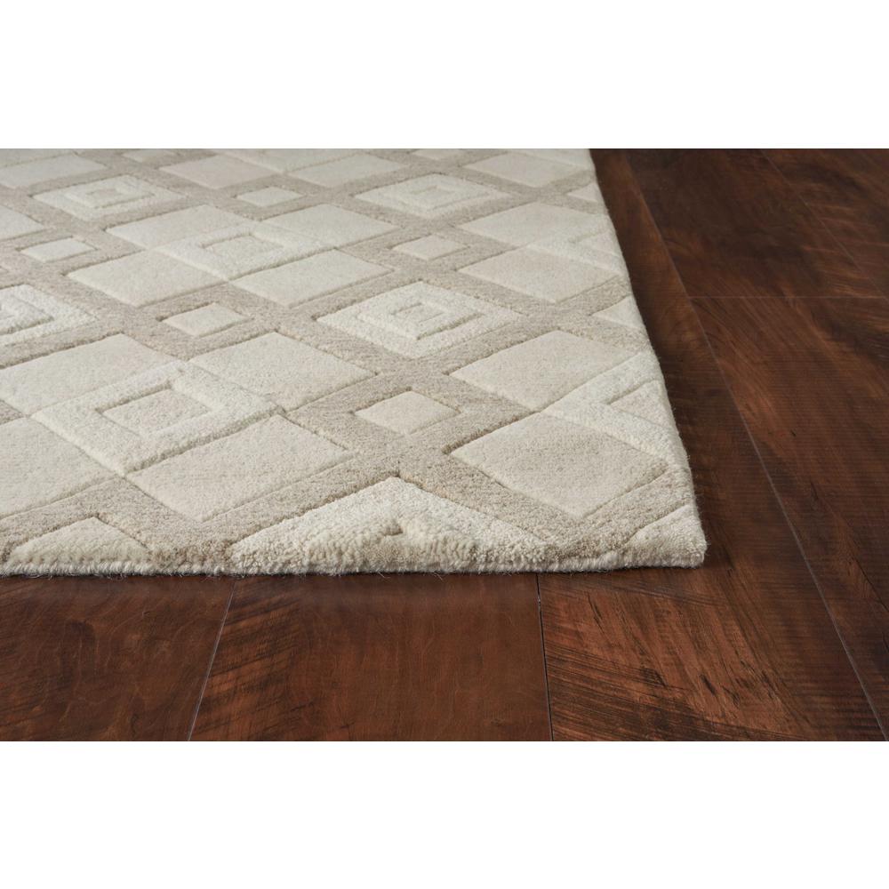 2' x 4' Ivory Diamond Wool Area Rug - 353531. Picture 3