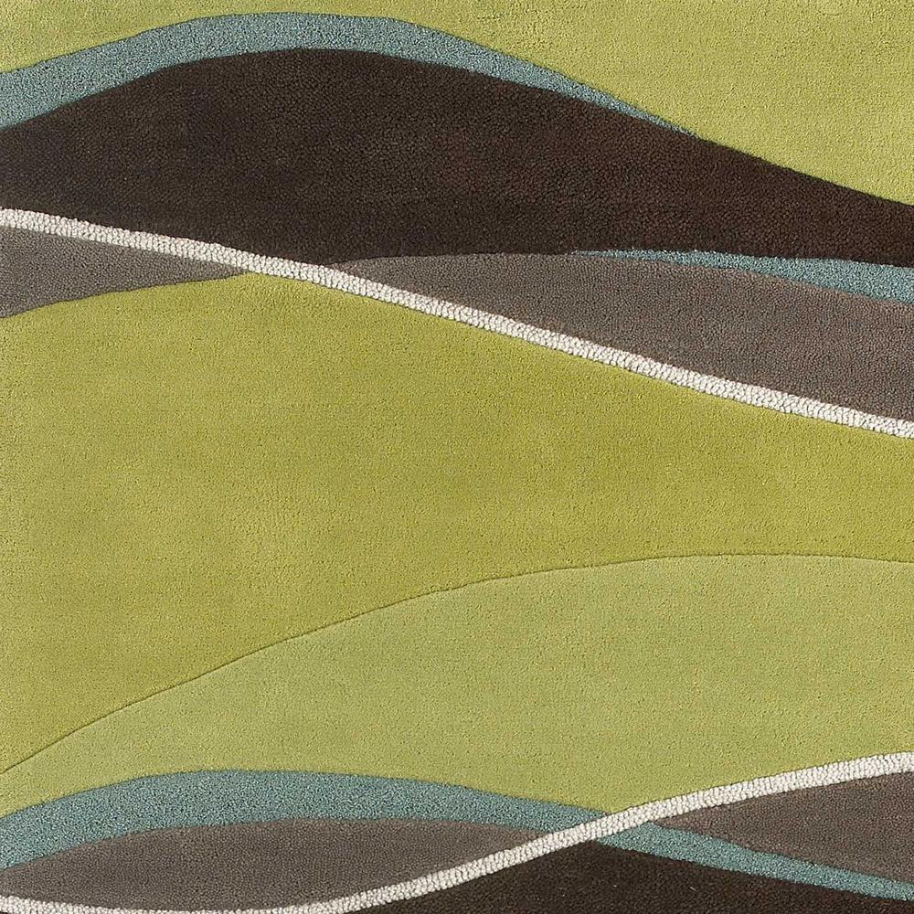 2' x 4' Lime or Mocha Waves Wool Area Rug - 353539. Picture 3