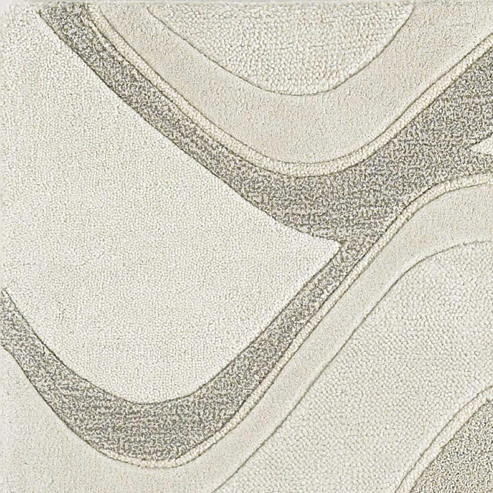 2'x4' Ivory Hand Tufted Abstract Waves Indoor Accent Rug - 353540. Picture 2