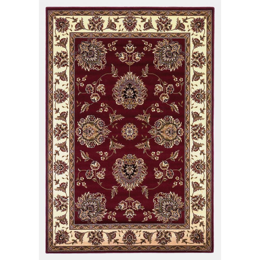 2' x 8' Red or Ivory Floral Bordered Runner Rug - 353569. The main picture.