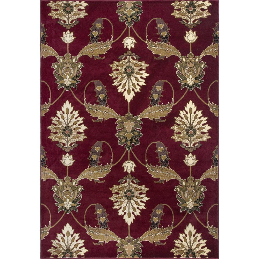 3'x5' Red Machine Woven Floral Traditional Indoor Accent Rug - 353586. Picture 1