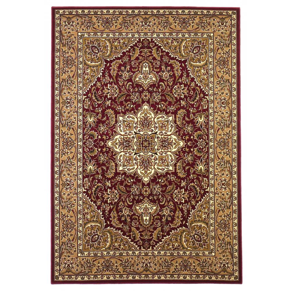 2' x 8' Red or Beige Medallion Runner Rug - 353607. Picture 1