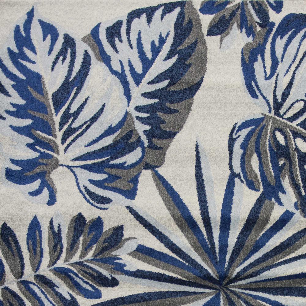 3' x 5' Grey or Blue Leaves Area Rug - 353642. Picture 4
