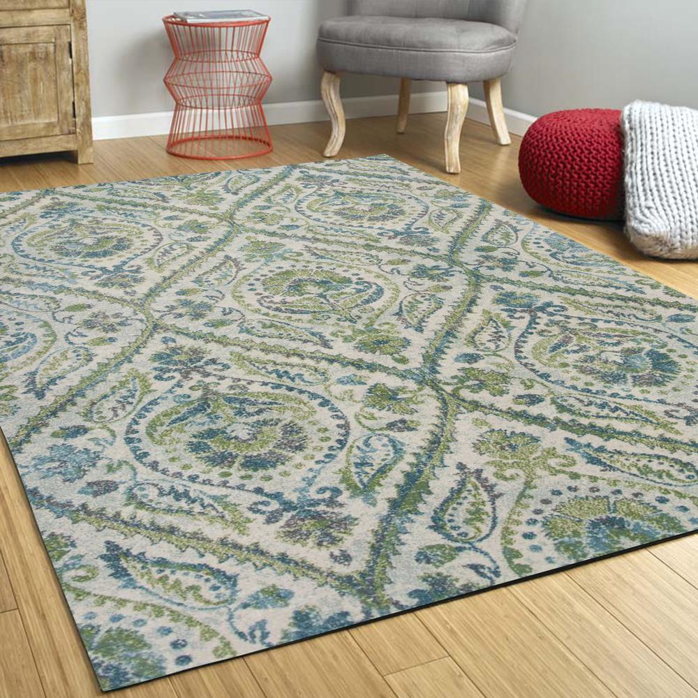 3' x 5' Ivory or Teal Parisian Polypropylene Area Rug - 353643. Picture 5