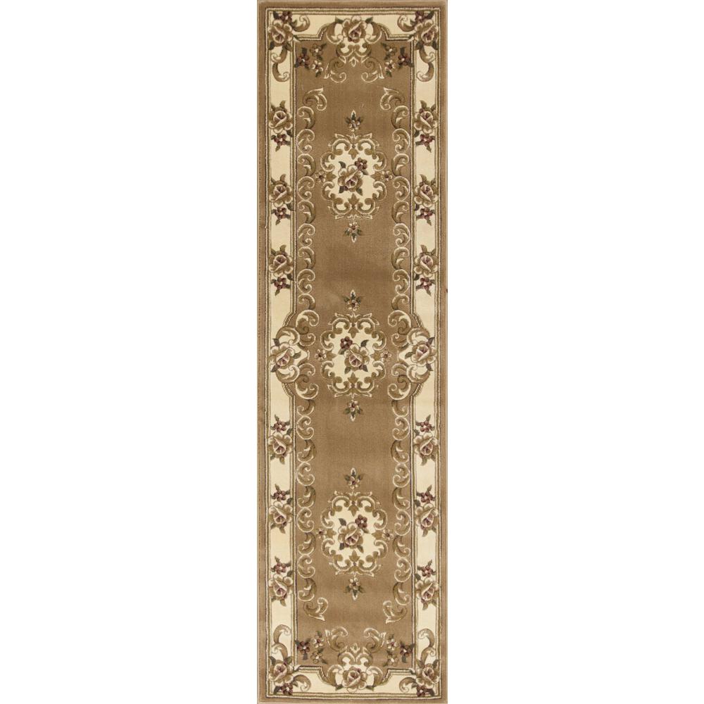 2' x 8' Beige or Ivory Medallion Runner Rug - 353669. The main picture.