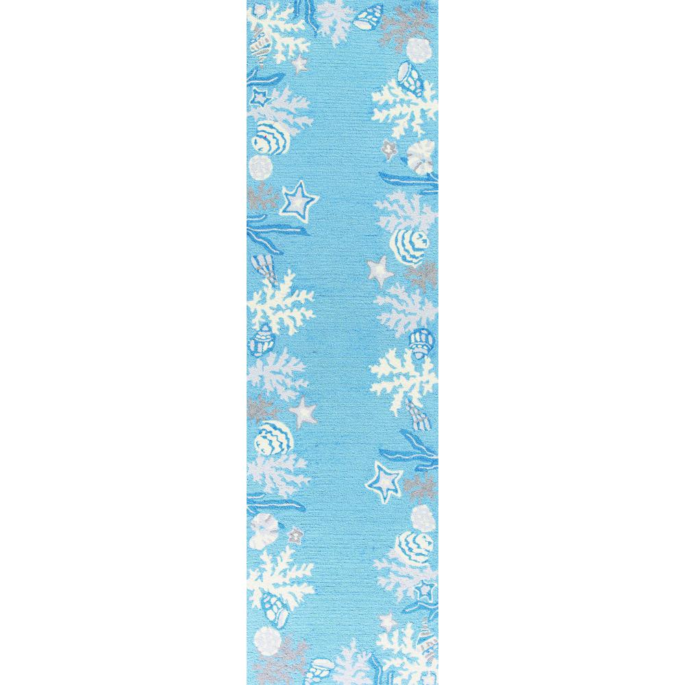 2' x 7' Sea Blue Costal Runner Rug - 353710. Picture 1