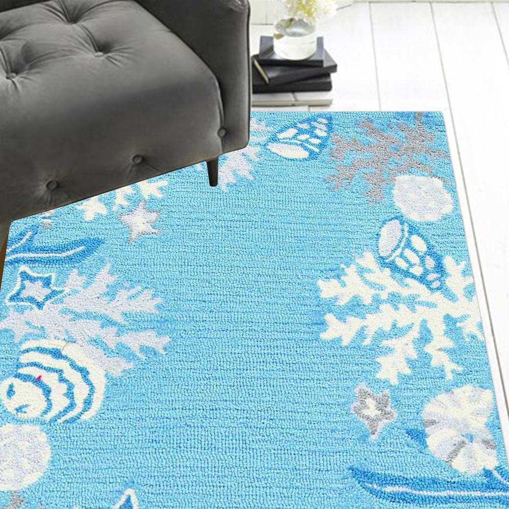 2' x 7' Sea Blue Costal Runner Rug - 353710. Picture 4