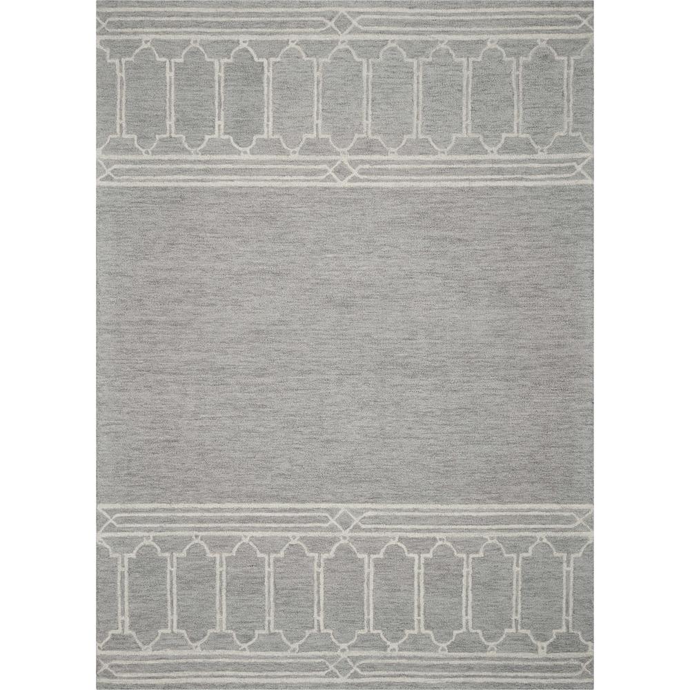 3' x 5' Grey Geometric Pattern Wool Area Rug - 353801. Picture 1