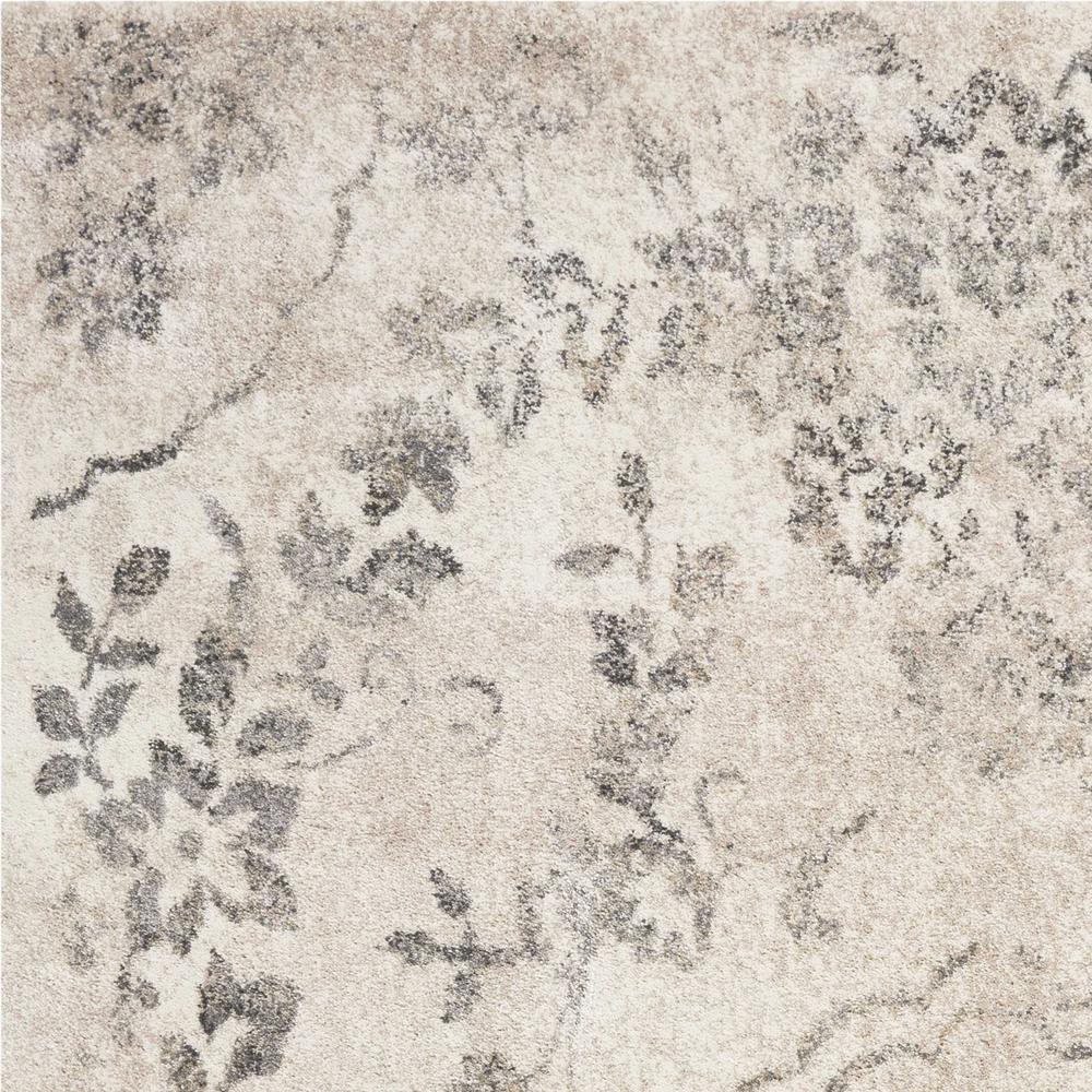 7' Grey Machine Woven Distressed Floral Medallion Indoor Runner Rug - 353864. Picture 3