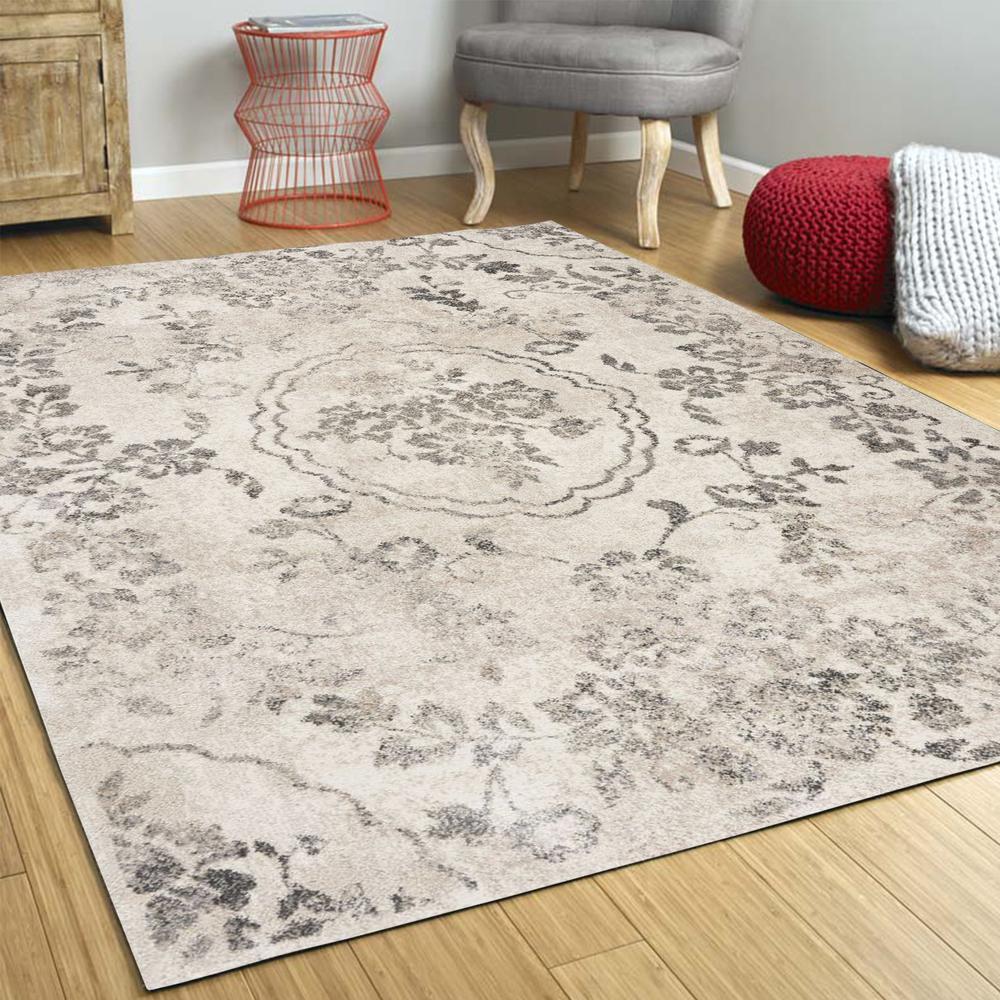 3' x 5' Grey Floral Vines Area Rug - 353865. Picture 5