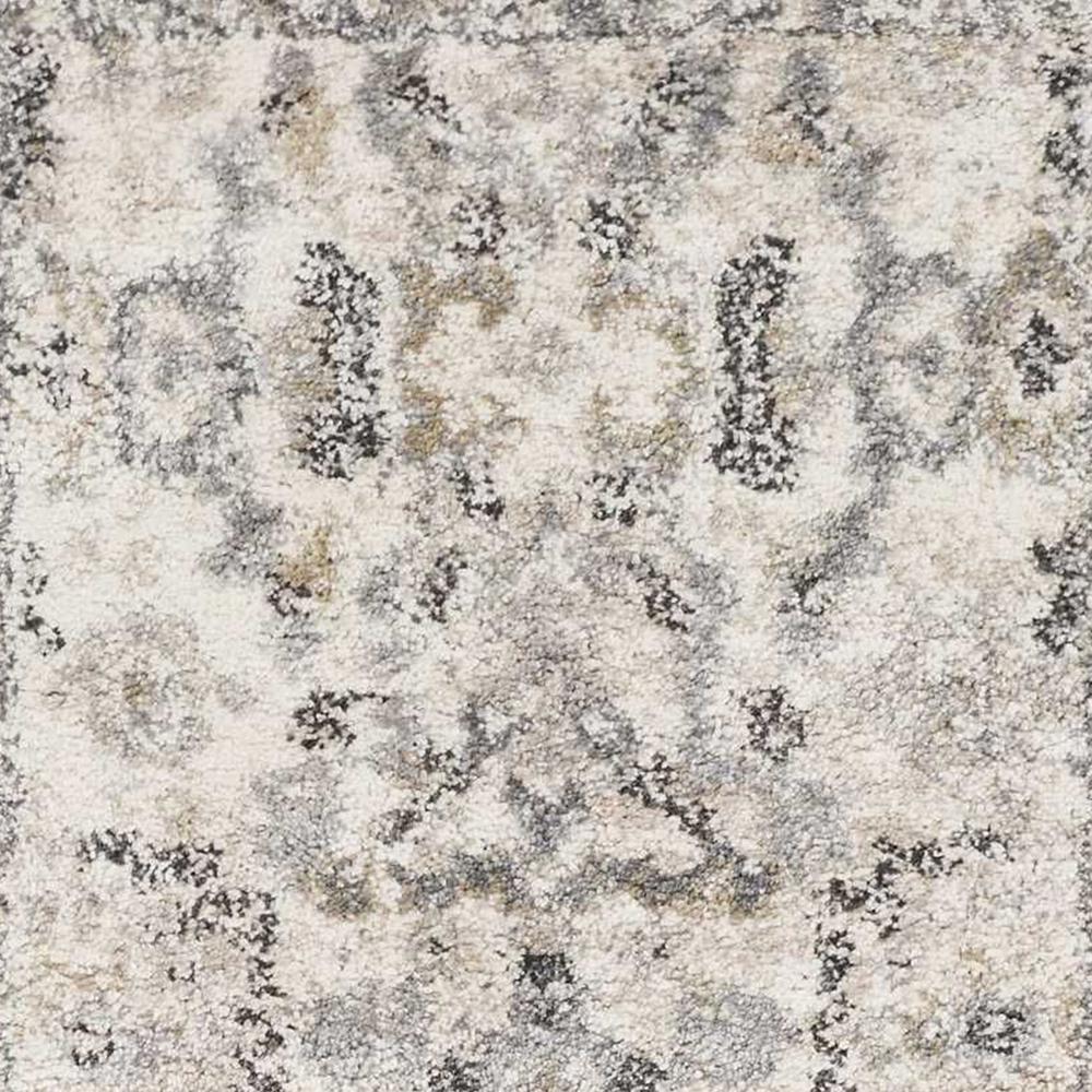 7' Ivory Machine Woven Distressed Floral Traditional Indoor Runner Rug - 353868. Picture 3
