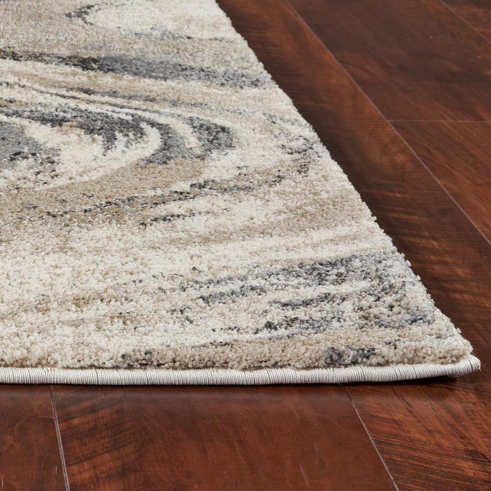 7' Natural Beige Machine Woven Abstract Waves Indoor Runner Rug - 353876. Picture 3