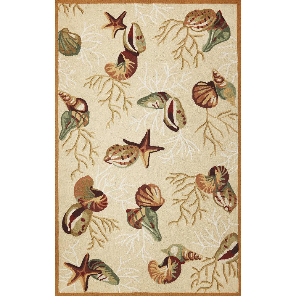 3' x 5' Beige Corals and Shells Area Rug - 353941. Picture 1