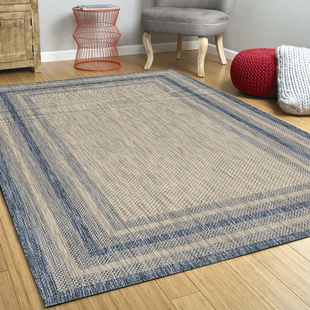 5' x 8'  Grey or  Denim Bordered UV Treated Area Rug - 353954. Picture 4