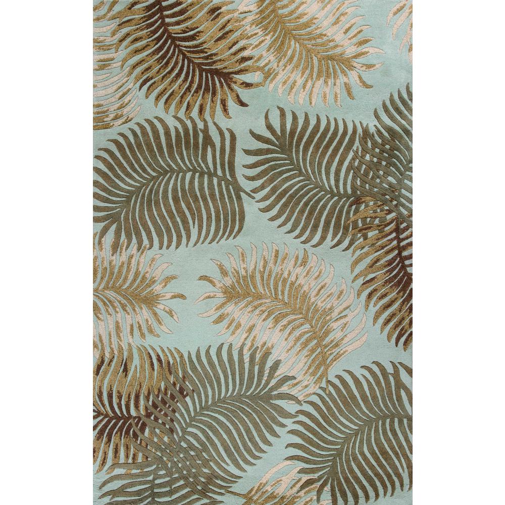 3'x4' Aqua Blue Hand Tufted Tropical Leaves Indoor Area Rug - 353964. Picture 1