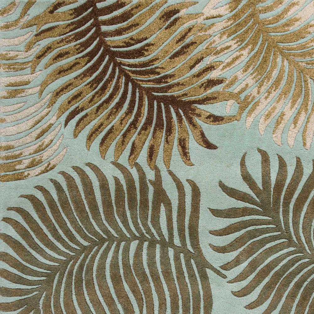 3'x4' Aqua Blue Hand Tufted Tropical Leaves Indoor Area Rug - 353964. Picture 3