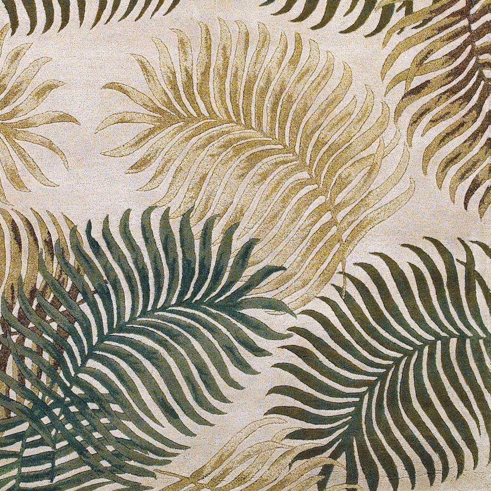 2' x 4' Natural Fern Leaves Wool Area Rug - 353969. Picture 3