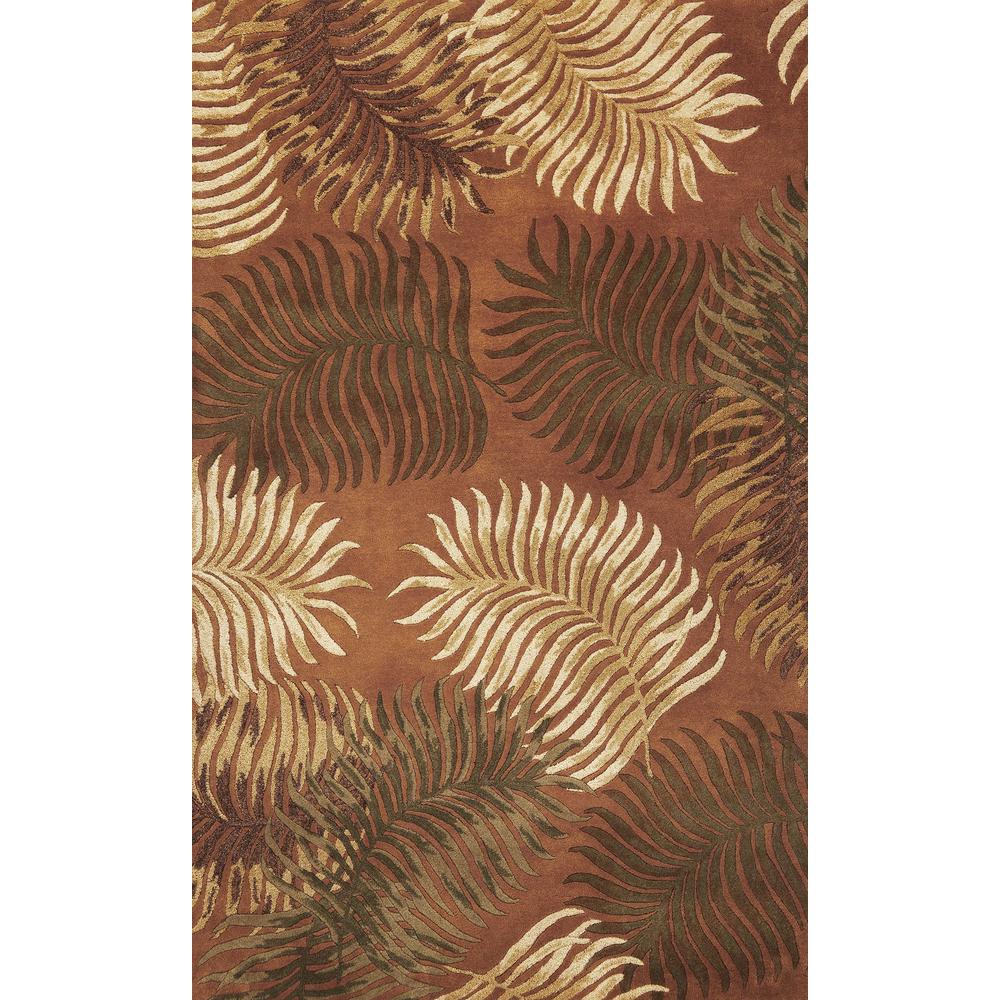 3'x4' Rust Orange Hand Tufted Tropical Leaves Indoor Area Rug - 353970. The main picture.